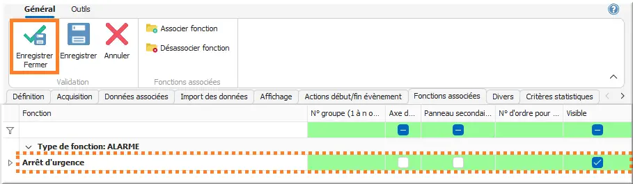 Fonctions associées Arrêt d’urgence